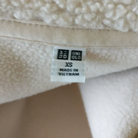 NWOT Uniqlo Cream Sherpa Fleece Pile Lined Cropped Teddy Bomber Jacket XS - Picture 15 of 16